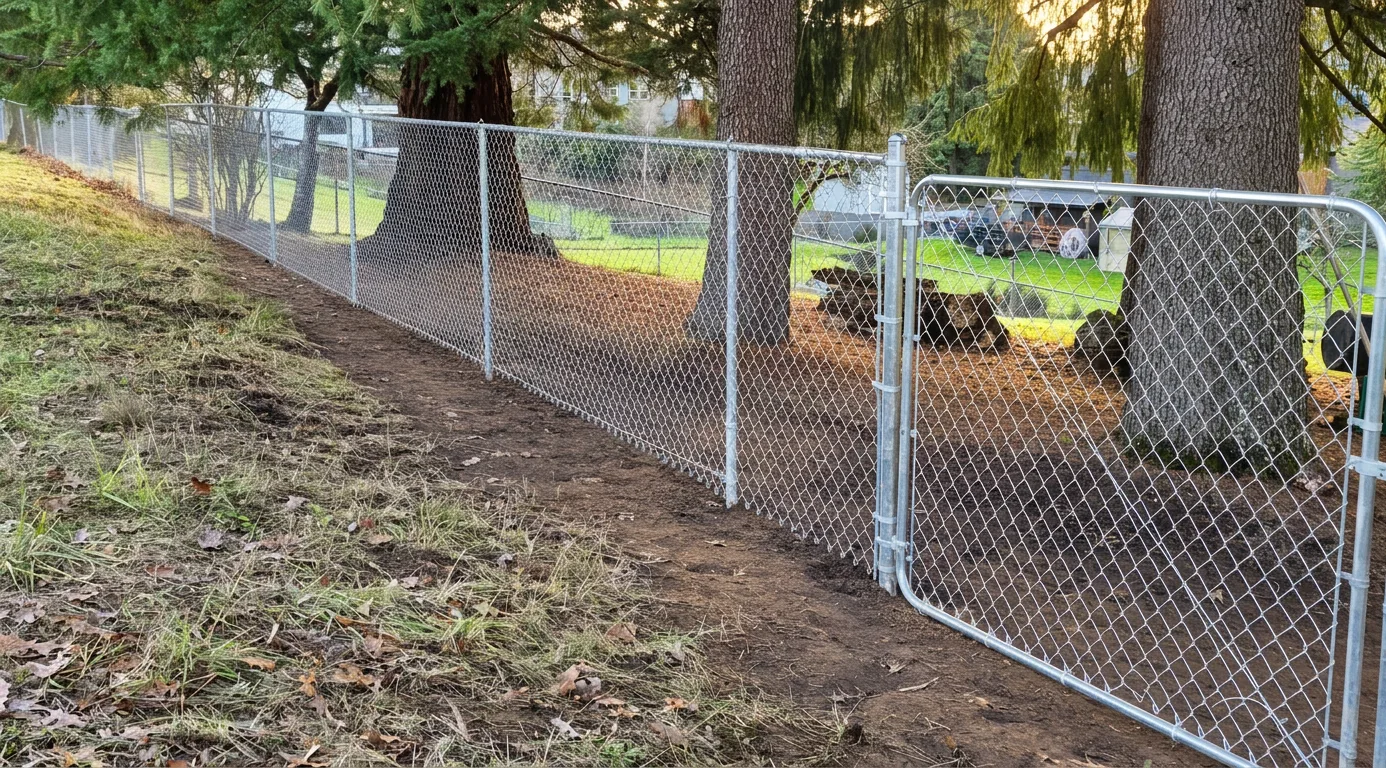 backyard galvanized chain link fence
